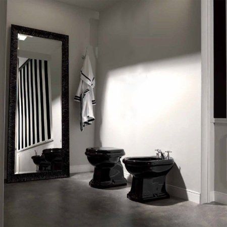 Унитаз приставной Kerasan Retro 101004 nero вертикальный выпуск, фурнитура бронза