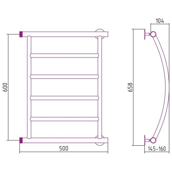 Полотенцесушитель водяной Стилье Минор 0602 60х50 хром