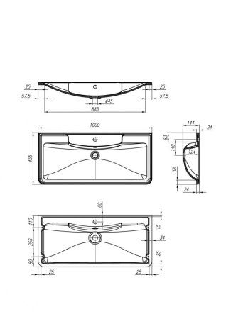 Раковина BelBagno BB1000/455-LV-ART-ALR-NERO 100х45 черный матовый