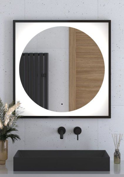 Зеркало с LED-подсветкой настенное Defesto Eclipse DF 2223R 80x80 черный