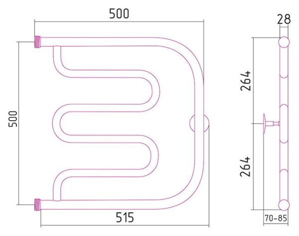 Полотенцесушитель водяной Стилье Тандем 50х50