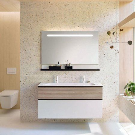 Тумба с раковиной Burgbad Fiumo SFXO122F3956FOT45G0200C0001*2 белый глянцевый/кашемировый дубовый