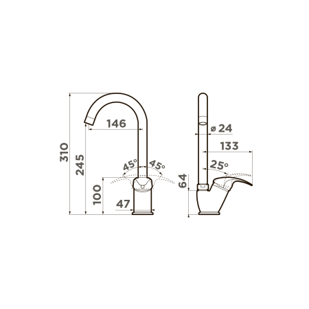 Смеситель для кухни Omoikiri Umi-DC 4994271, темный шоколад