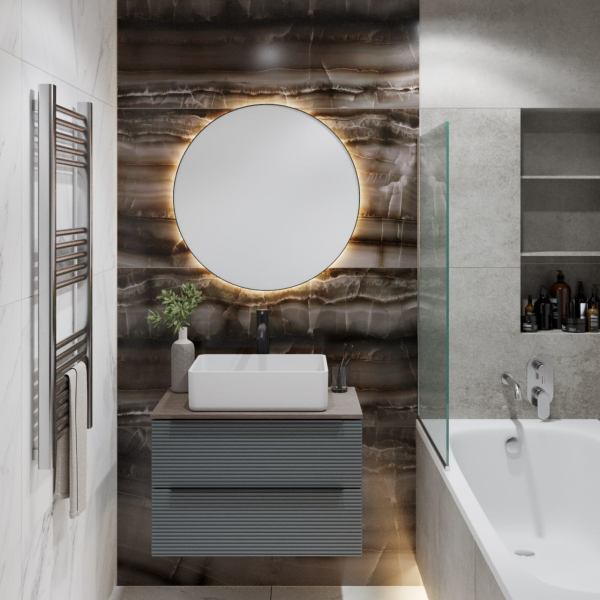 Тумба Runo Орлеан 60 зелёный дуб натуральный подвесная под накладной умывальник (00-00004650)