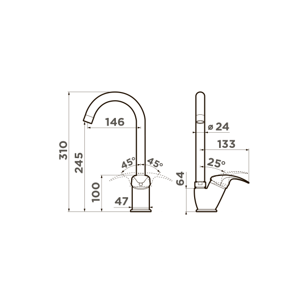 Смеситель для кухни Omoikiri Umi-SA 4994272, бежевый