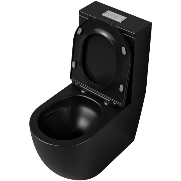 Унитаз-компакт Grossman GR-4494BMSQ безободковый, торнадо, с сиденьем микролифт, черный матовый