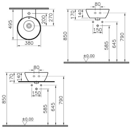 Раковина VitrA Geo 4422B003-0001 38