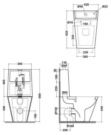 Унитаз-компакт Olympia Crystal 04KR-12KR-011