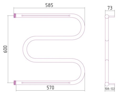 Полотенцесушитель водяной Стилье М-образный 2П 60х60