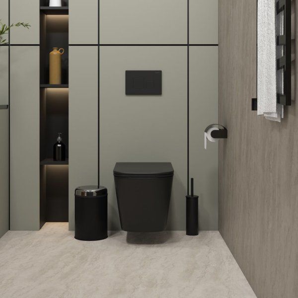 Унитаз подвесной Teymi Helmi S безободковый, сиденье микролифт, черный матовый T40302MB