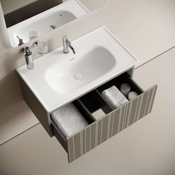 Тумба подвесная SANCOS Code 785х453х400, c одним ящиком оснащенным доводчиками, цвет серая платина ,  CD80GP