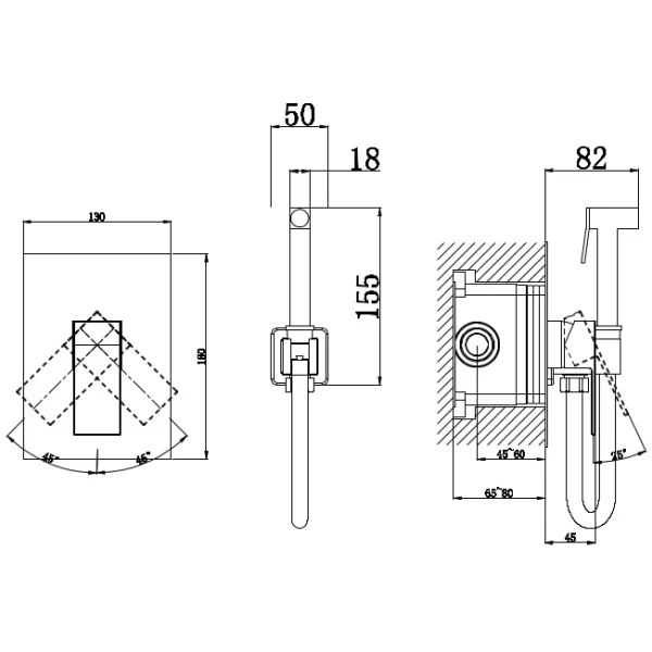 Гигиенический душ D&K Bayern.Liszt DA1515001 со смесителем, хром