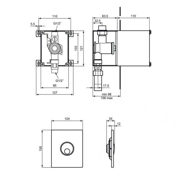 Кнопка смыва Ideal Standard ProSys Septa Pro R0139JG хром матовый