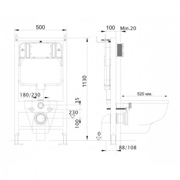 Инсталляция для подвесного унитаза Aquatek Standart 50 INS-0000012