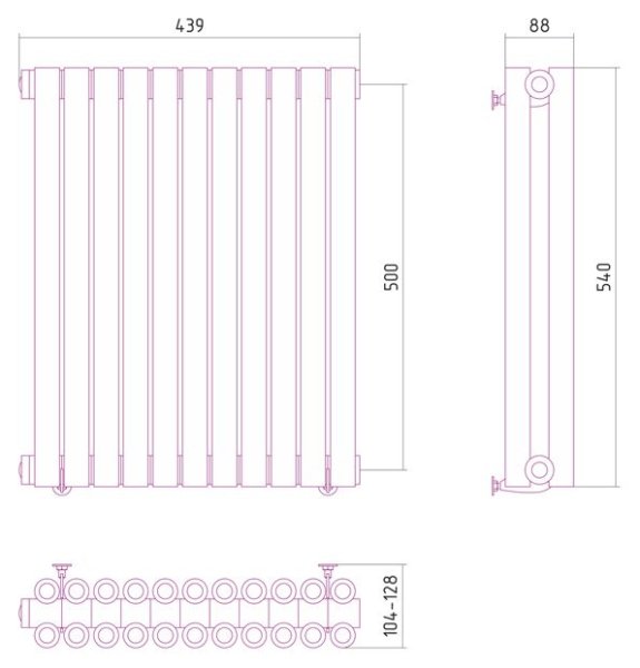 Дизайн-радиатор Сунержа Эстет 500х439 хром (11 секций) водяной