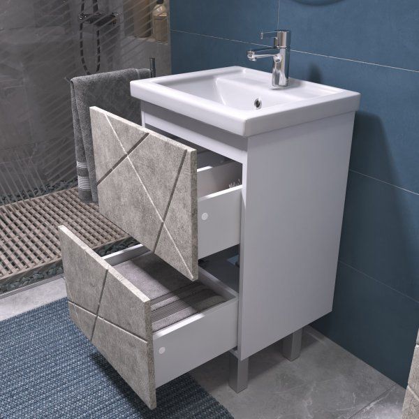 Тумба VIGO Geometry под раковину Geometry 500-0-2 (Фостер) бетон (tn.bsf.GEO.FOS.50.2Y бетон)