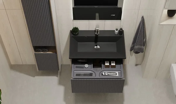 Тумба под раковину Jorno Tossony Toss.01.70/P/DS-A/JR 68,6 см, подвесная, дуб самдал/антрацит матовый