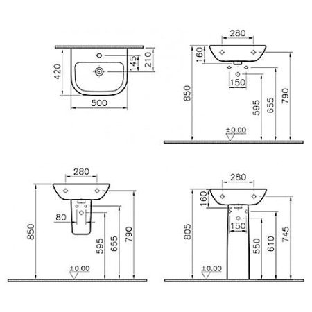 Раковина VitrA Metropole 5661B003-0001 50