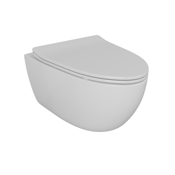 Унитаз подвесной безободковый (торнадо) DQ Grimm 560*390*395мм, сиденье микролифт, белый (DT1386516)