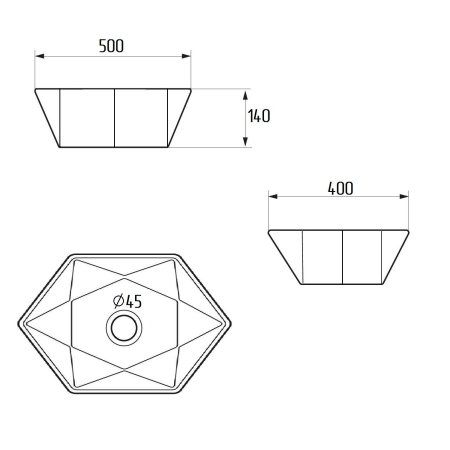 Умывальник мебельный Runo Cristallo (многоугольная) (00-00002560)