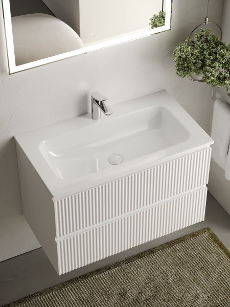 Тумба подвесная SANCOS Snob R 790х445х500, c двумя ящиками оснащенными доводчиками, Bianco, SNR80W