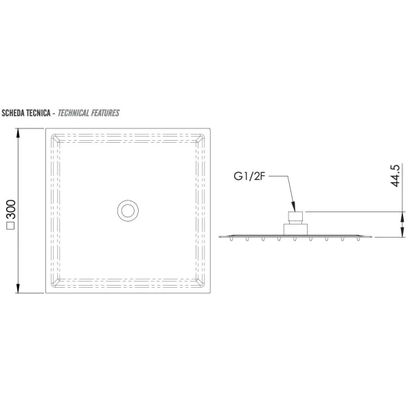 Верхний душ 300 мм Remer 357UFS30NOX
