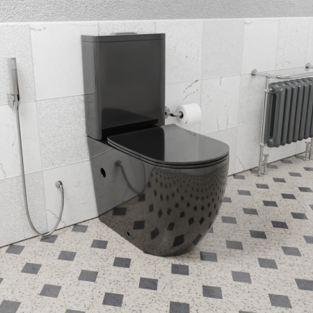 Унитаз напольный CeramaLux NS-2176-18, Черно-Глянцевый