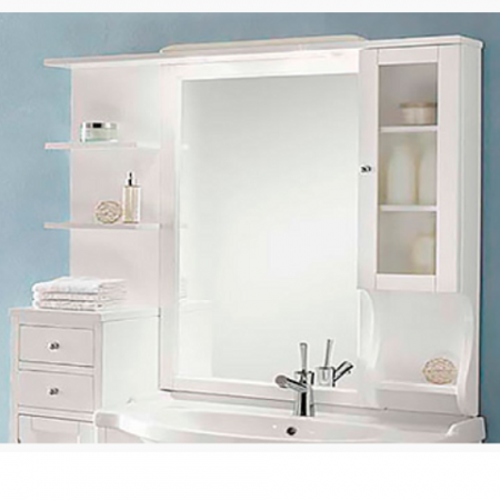 Шкаф-зеркало Eban Eleonora FCPLS107DB bi decape*1  107*104 со шкафчиком правым и полкой белый
