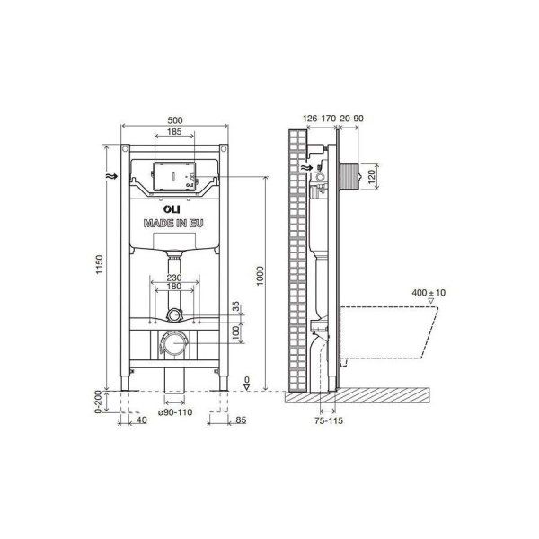 Система инсталляции для унитазов Oli 120 100409m