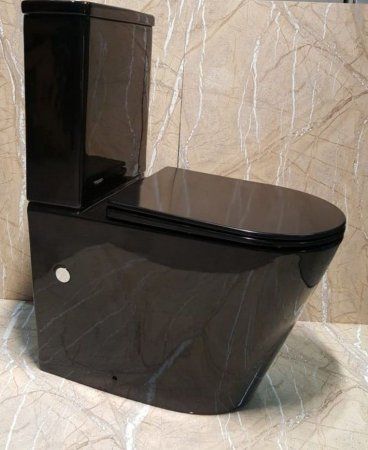 Унитаз напольный CeramaLux 2178 -18, Черно-Глянцевый