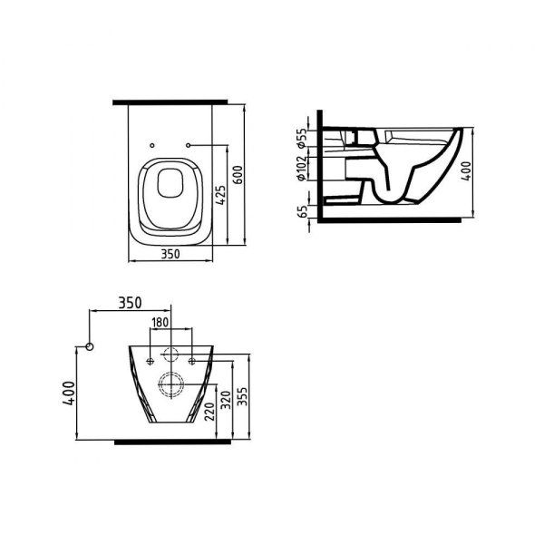 Унитаз подвесной Bien Kristal KRKA060N1VP1W3000  с функцией биде, белый