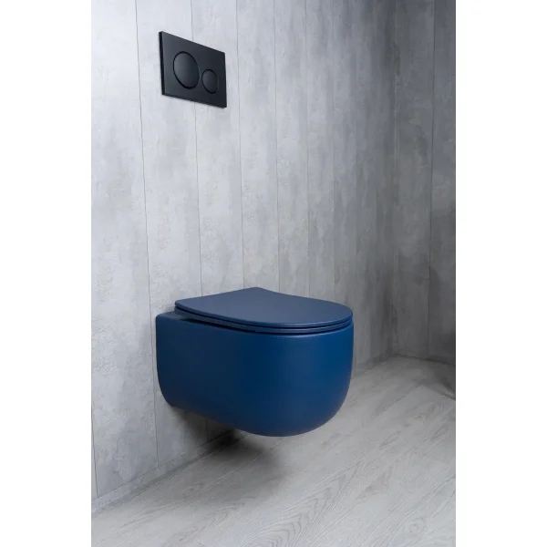 Унитаз подвесной GID Tr2133TF-BUM безободковый, торнадо, с сиденьем микролифт, синий матовый