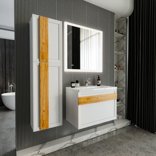 Комплект мебели для ванной Бриклаер БЕРЛИН 80BD, белый