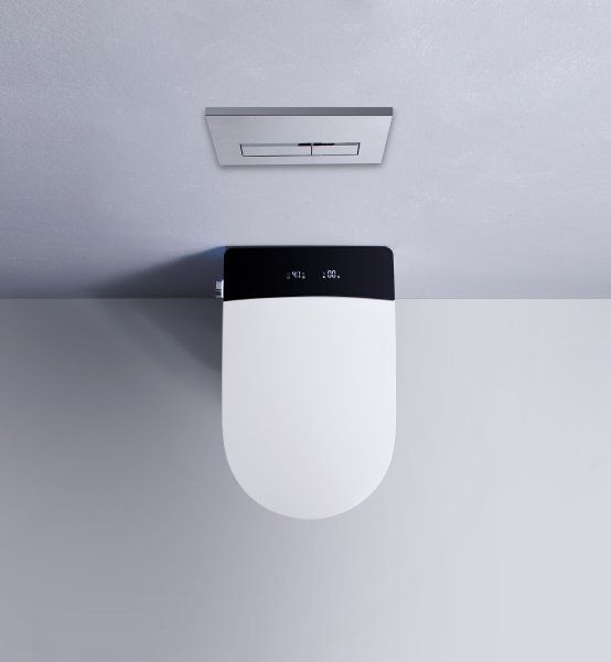 Электронный унитаз-биде подвесной с инсталляцией и черной матовой кнопкой TIMO (TЕ-751B)