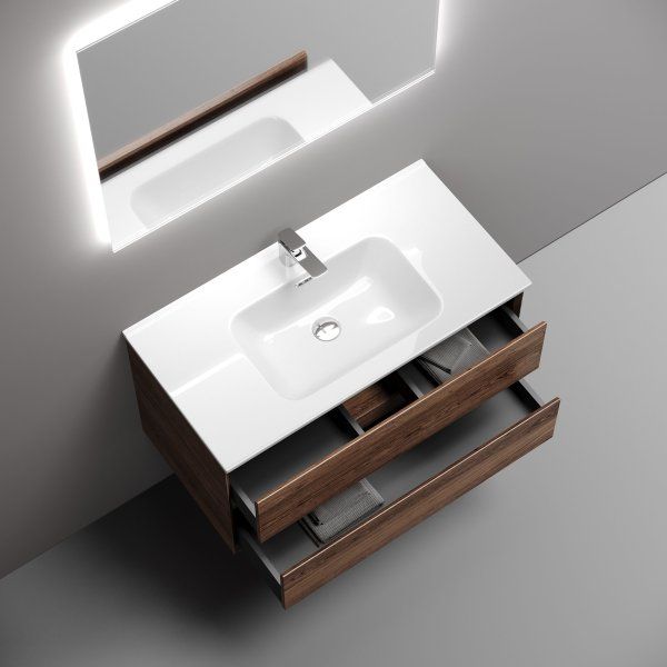 Тумба подвесная SANCOS Marmi 2.0 890х445х520 с двумя ящиками оснащенными доводчиками скрытого монтажа, дуб чарльстон, MR2.090ECH