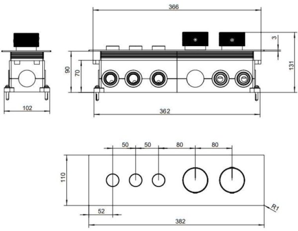 Смеситель для душа Allen Brau Liberty 5.SM33GS00YY3-MBMGHP (с внутренней частью, 3 выхода) графит браш