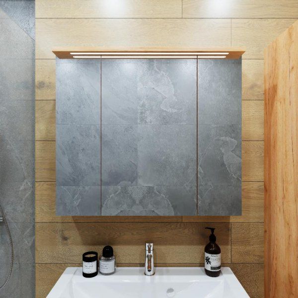 Комплект мебели для ванной Бриклаер Форест 80B, дуб золотой/белый