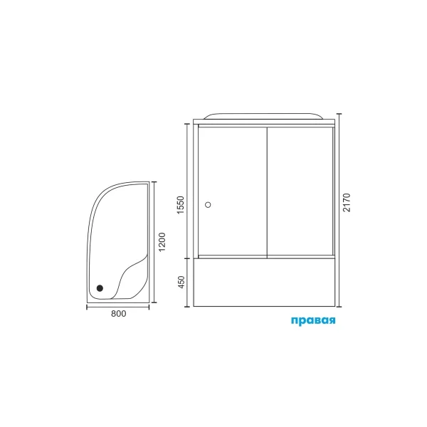 Душевая кабина 120x80x217 см Royal Bath RB8120BK2-M-R матовое