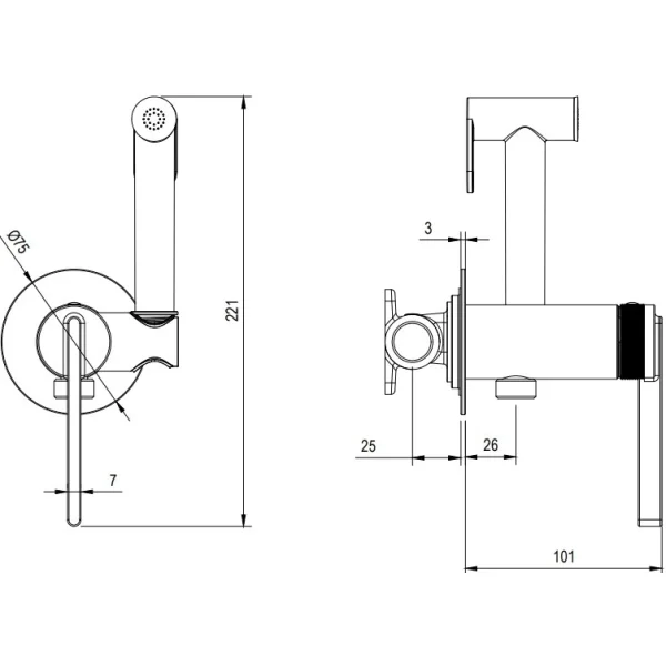 Гигиенический душ DQ Bonn DA1704501 со смесителем, хром