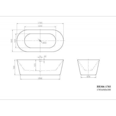 Акриловая ванна BelBagno BB306-1785 1785х840 белый