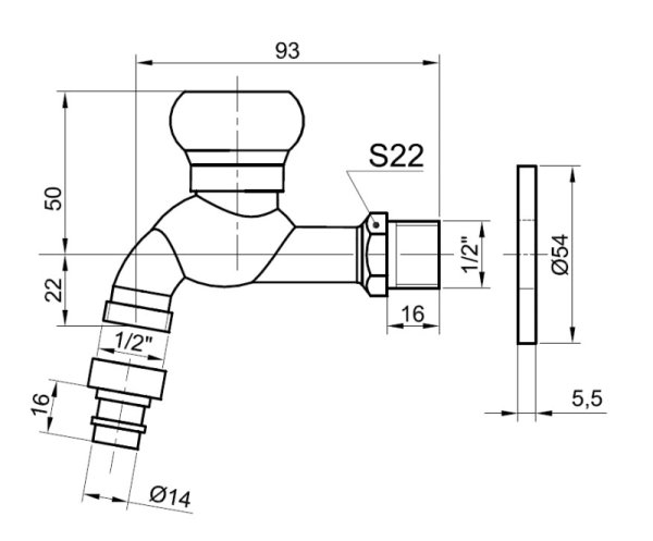 Сливной кран BRONZE DE LUXE (насадка"под шланг") (21978/2)