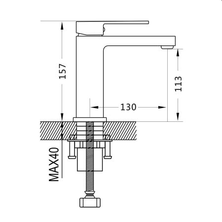 Смеситель для раковины однорычажный с гайкой Shevanik S9601H, Черный