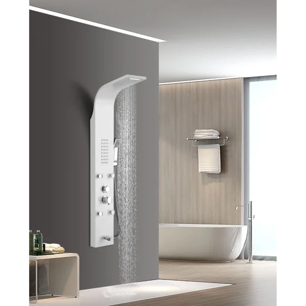 Душевая панель Ceruttispa Victoria CT9979 со смесителем, белый матовый