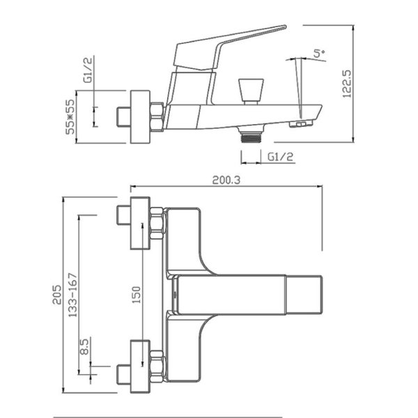 Комплект смесителя 3в1 Paini Torre 98NHCRJCSEZUT2RL3VYR1BMZR для раковины и ванны с душевым комплектом, хром