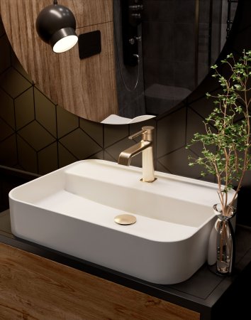 Смеситель для раковины однорычажный AQUAme Asti AQM6410BG, Brushed gold