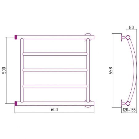 Полотенцесушитель водяной Стилье Минор 0602 50х60 хром