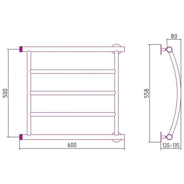 Полотенцесушитель водяной Стилье Минор 0602 50х60 хром
