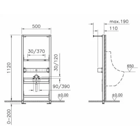 Система инсталляции для писсуаров VitrA Frame 780-3800