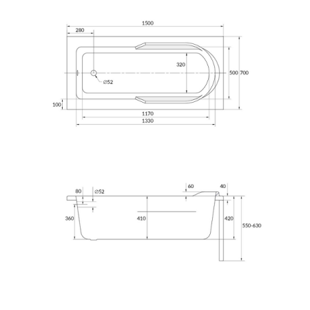 Акриловая ванна Cersanit Santana WP-SANTANA*150 150x70