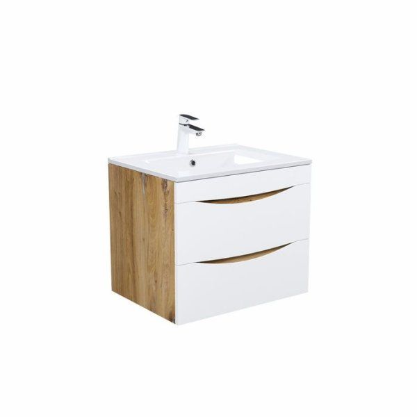 Тумба с умывальником IDDIS подвесная 60 см белая/золотистый дуб Cloud (CLJHO6GD0YEQ0iLN95HUK)